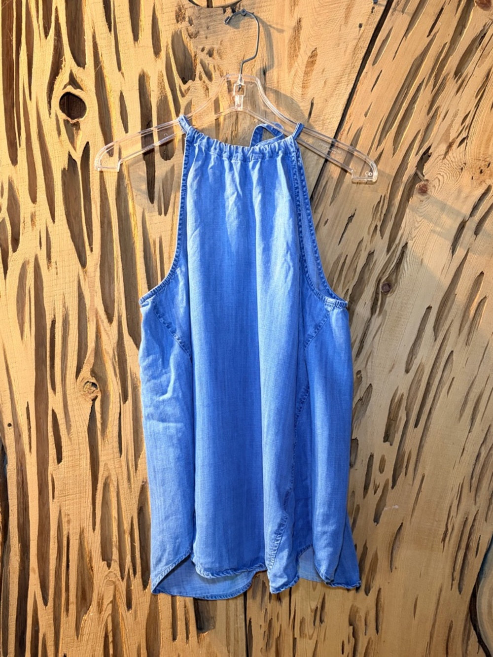 cloth & stone Blue Denim-Look Halter Tank Top